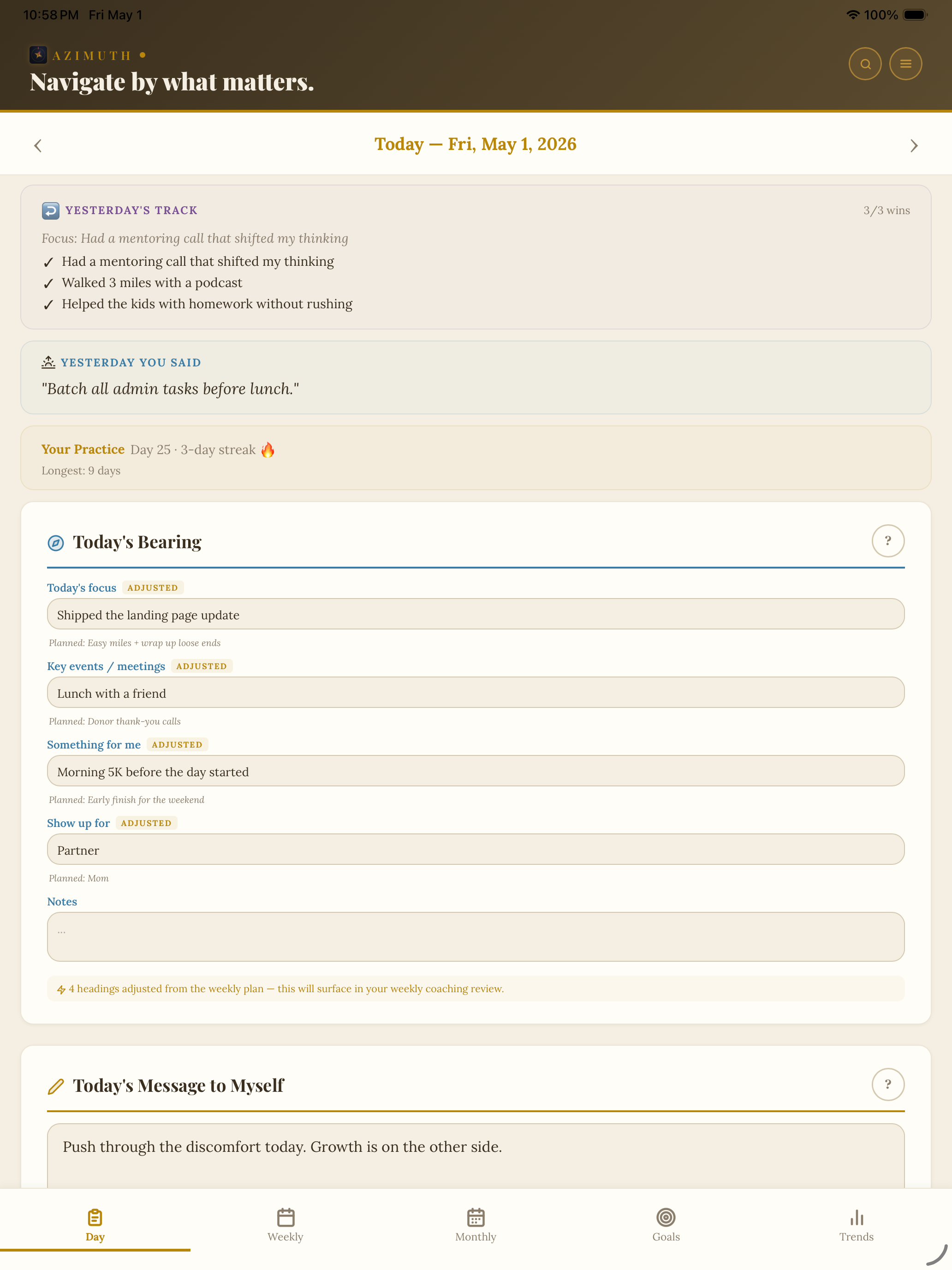 Azimuth: Daily Planner