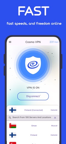 CosmoVPN Fast and Secure iPhone screenshot