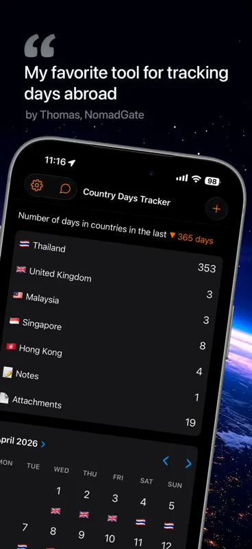Country Days Tracker screenshot 2 of 10