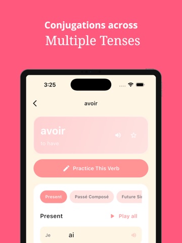 French Conjugation Practice iPad screenshot