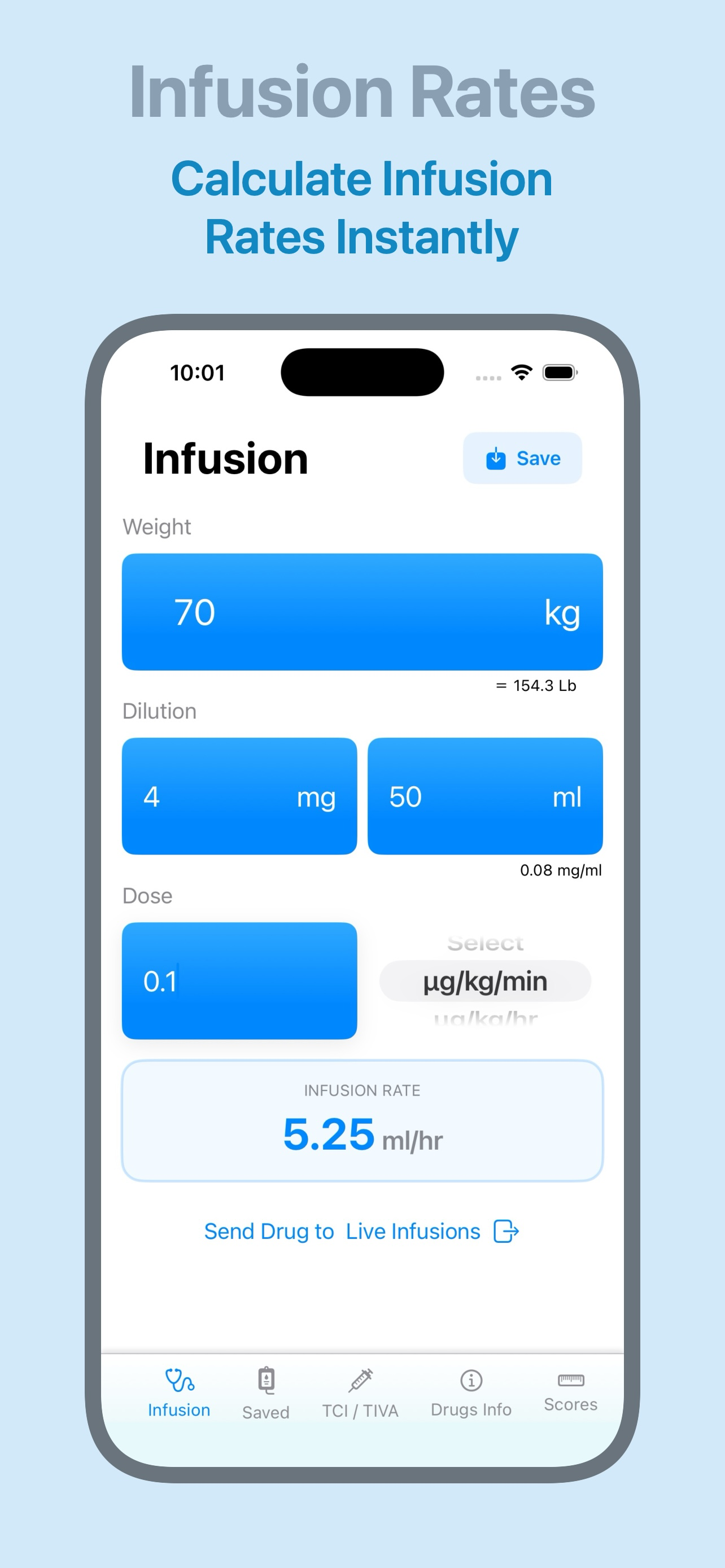 Drug Infusions Calc: TCI, TIVA