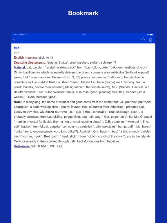 Proto Indo European Etymology iPad screenshot 4 - Reference app