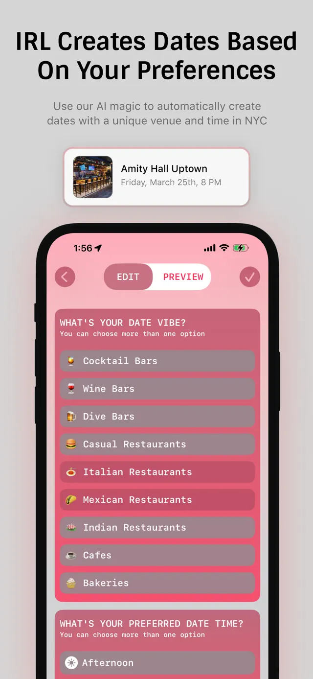 Every Match is a Real Life Date screen
