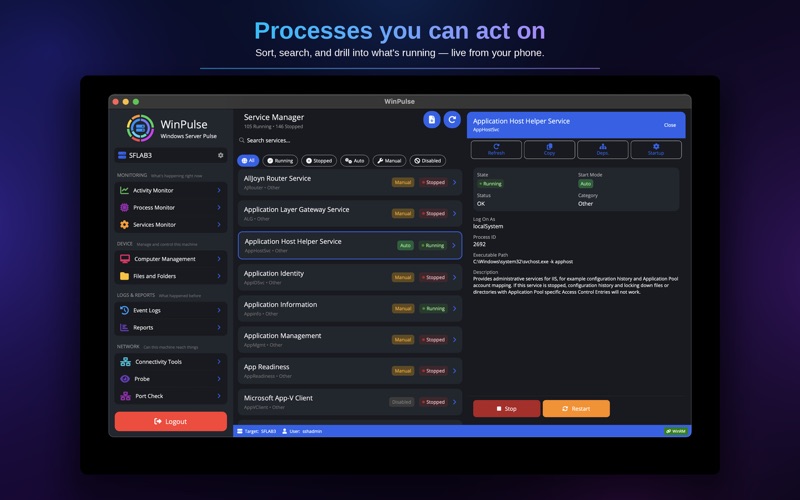 WinPulse - Windows Admin App screenshot