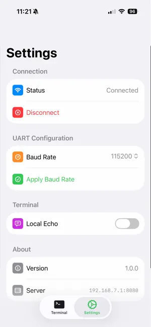 QuickPort Terminal iPhone screenshot 2
