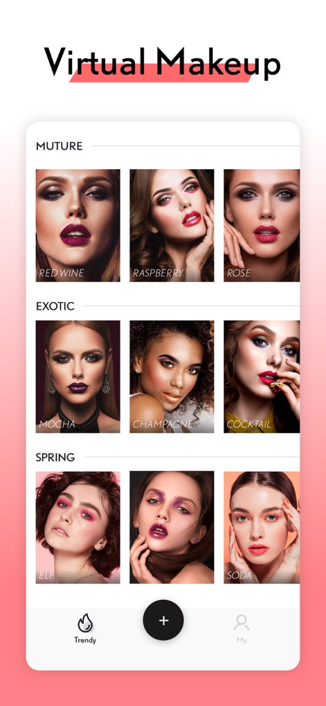LOOX: Face Shape Finder - Esplora una vasta gamma di stili makeup, dai classici "Red Wine" e "Raspberry" a quelli più esotici, per trovare il look perfetto con un solo tocco.