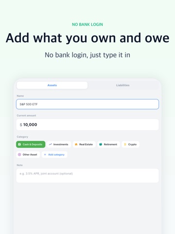 Net Worth Tracker & Calculator iPad screenshot