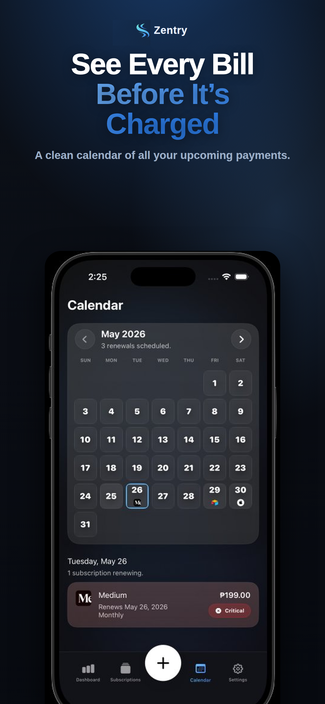 Zentry: Subscription Tracker screenshot 5