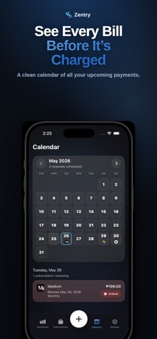 Zentry：订阅管理与提醒 screenshot