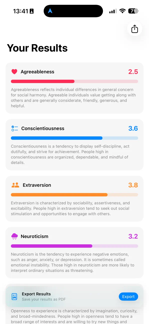 Screenshot #3 pour Big Five Personality Traits