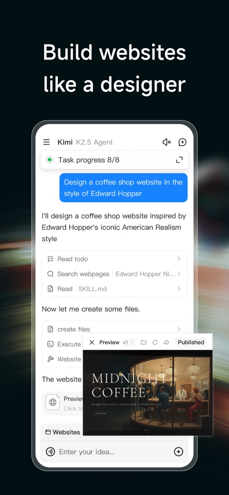 Kimi - Kimi Claw is Live - Effortless Website Design