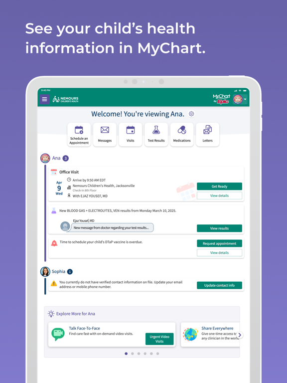 Screenshot #4 pour Nemours Children’s MyChart