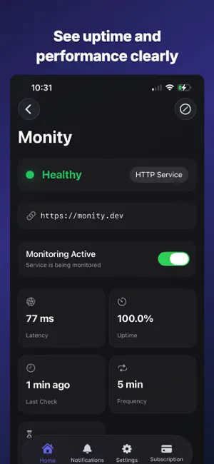 Monity.dev iPhone screenshot 2