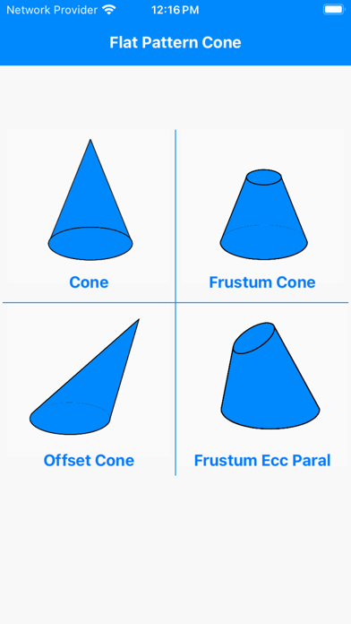 Screenshot #1 pour Flat Pattern Cone Calculator