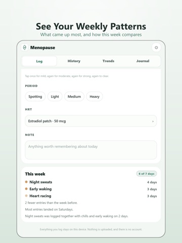 Menopause Tracker & Journal iPad screenshot