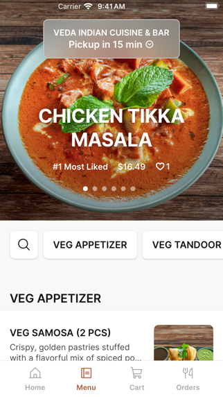 VEDA INDIAN CUISINE & BAR iPhone screenshot 2 - Food & Drink app