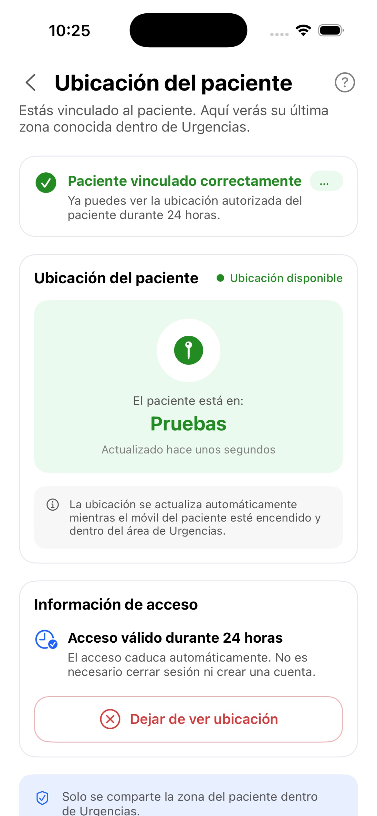 Screenshot 3 of UbicaPaciente · Urgencias