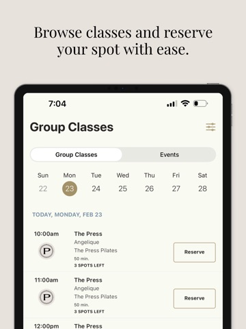 The Press Pilates iPad screenshot