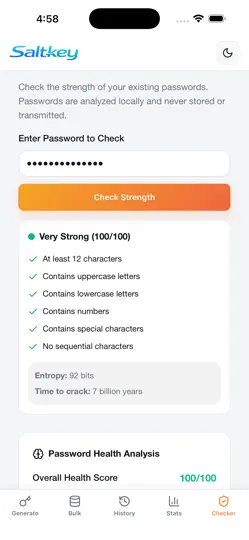 Capture d'écran de Saltkey Password Maker sur iPhone 2