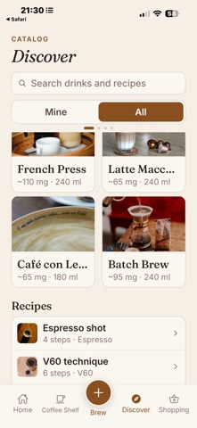 My Coffee Shelf iPhone screenshot