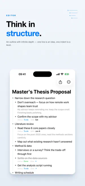 Yeliner: Outline, Notes, Tasks screenshot 1