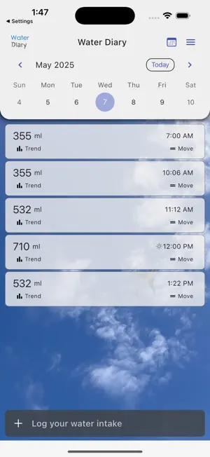 Water Diary Intake Log Tracker screenshot 2