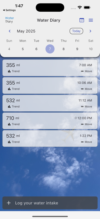 Water Diary Intake Log Tracker Screenshot 2 of 5
