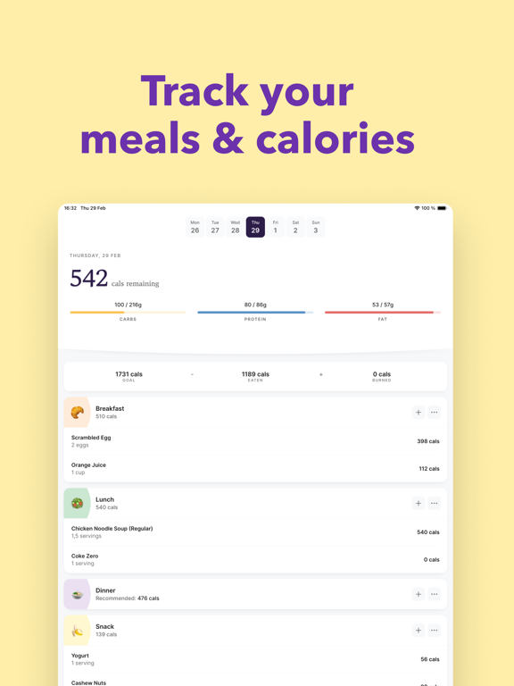 Cals: Calorie Counter & Diets iPad screenshot 2 - Health & Fitness app