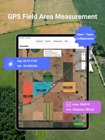 GPS Area Measure: GLandGo iPad screenshot