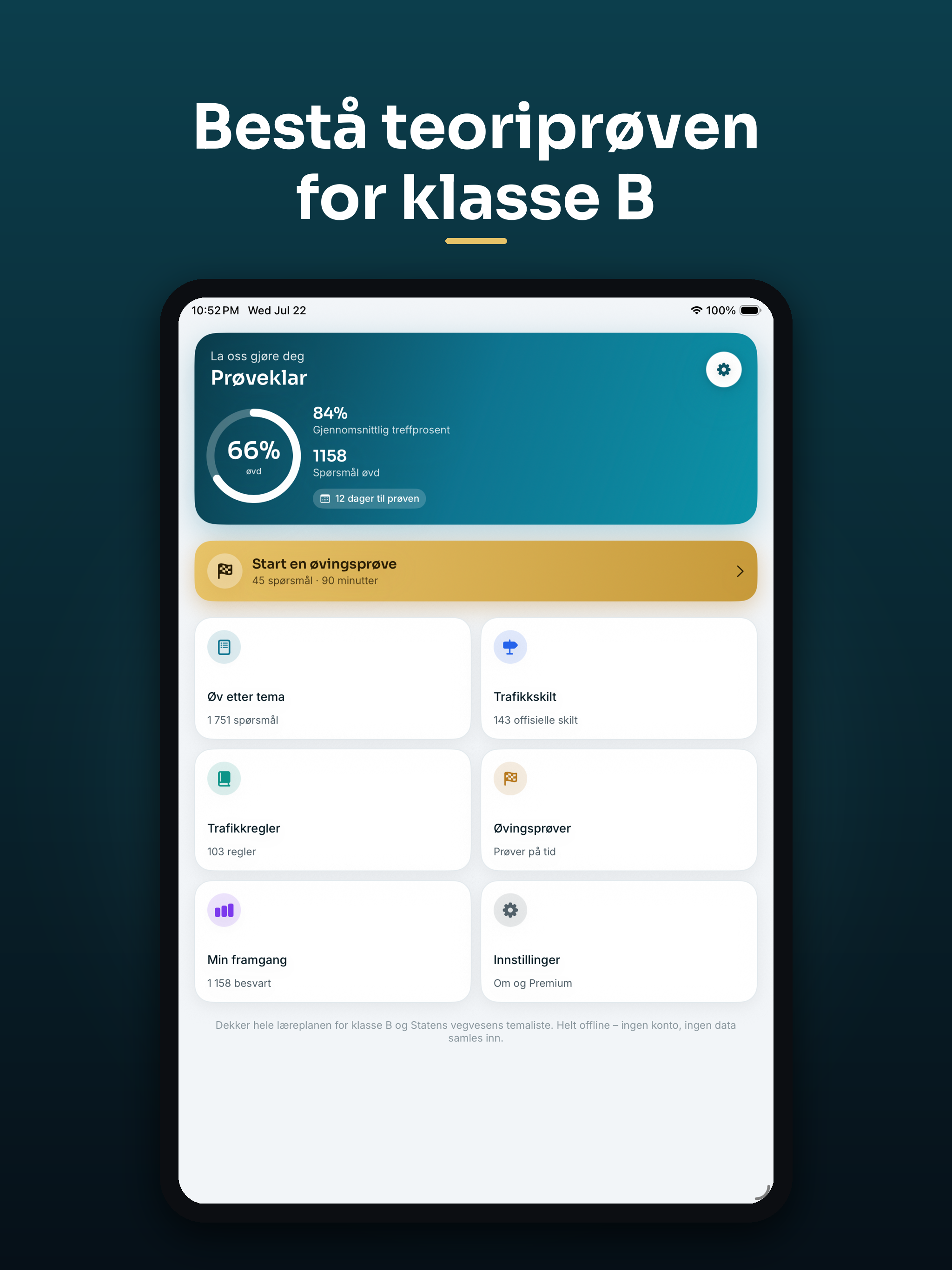 Teoriprøven 2026: Bil klasse B screenshot 7
