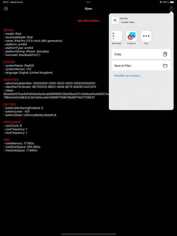 Screenshot #5 pour iSpecs - Get all Device infos