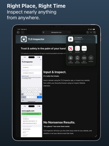 TLS Inspector iPad screenshot