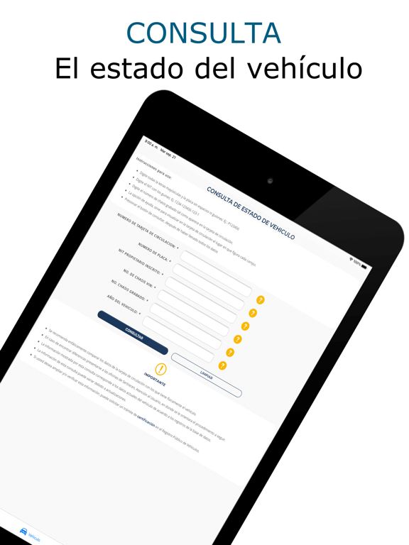 Consulta Información vehículo iPad screenshot