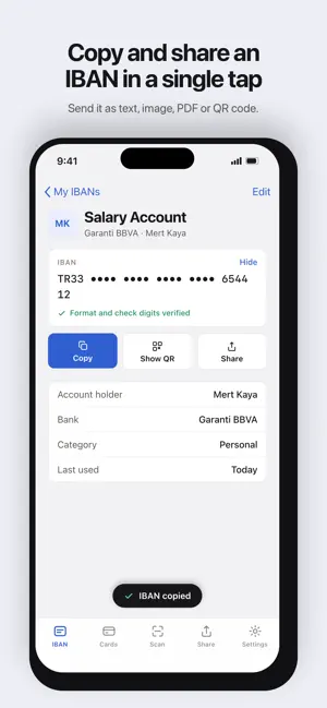 IBAN & Card Manager - Ibans screenshot 2