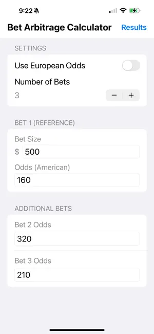 Bet Arbitrage Calculator screenshot 3