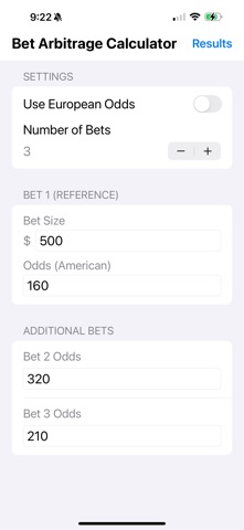 Bet Arbitrage Calculator Screenshot 3 of 4