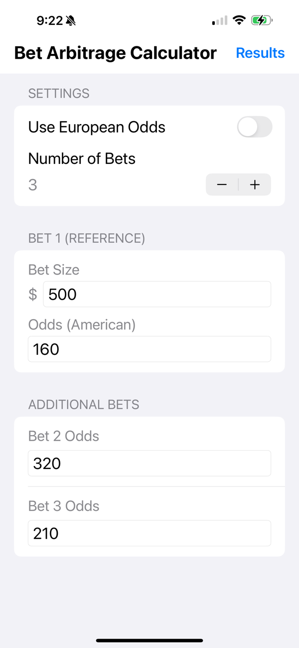 Bet Arbitrage Calculator screenshot 3