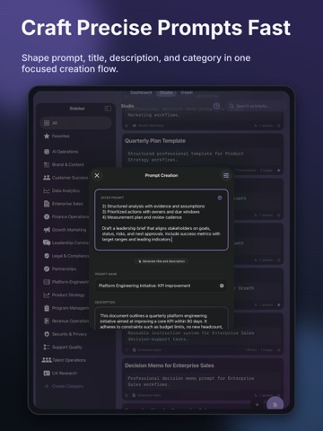 Prompts Studio iPad screenshot