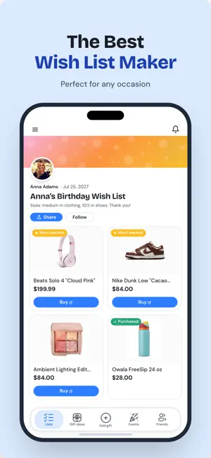 GiftList – Wishlist & Registry screenshot 1
