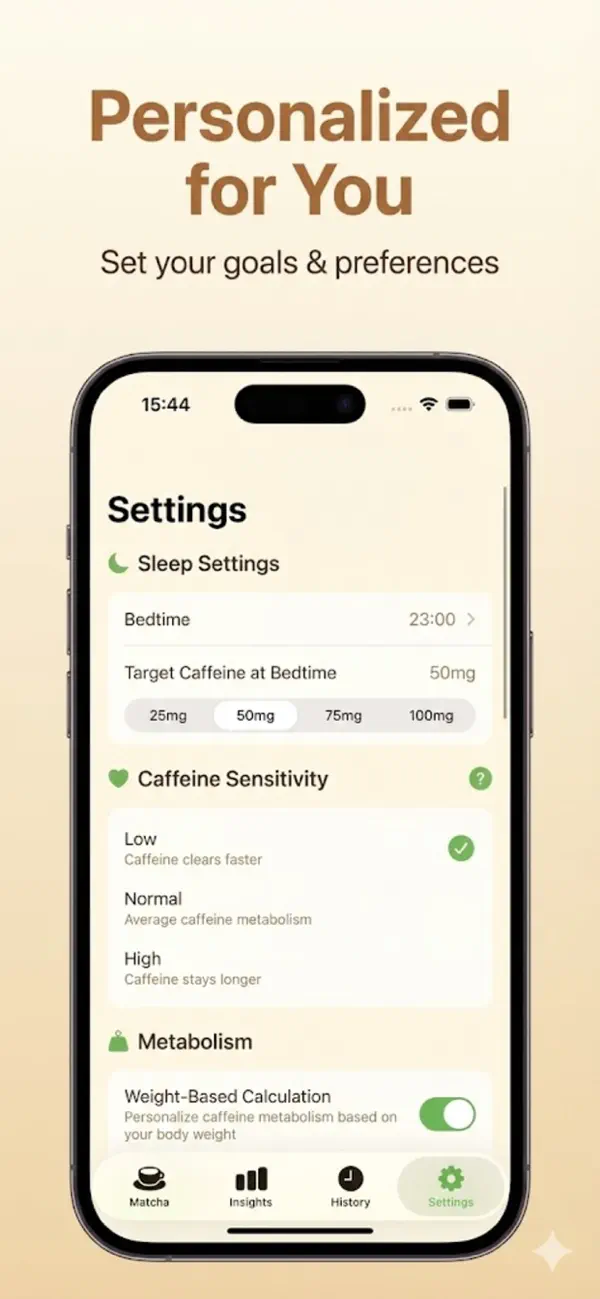 #5. Matcha: Caffeine & Sleep (iOS) By: Supanat Konprom