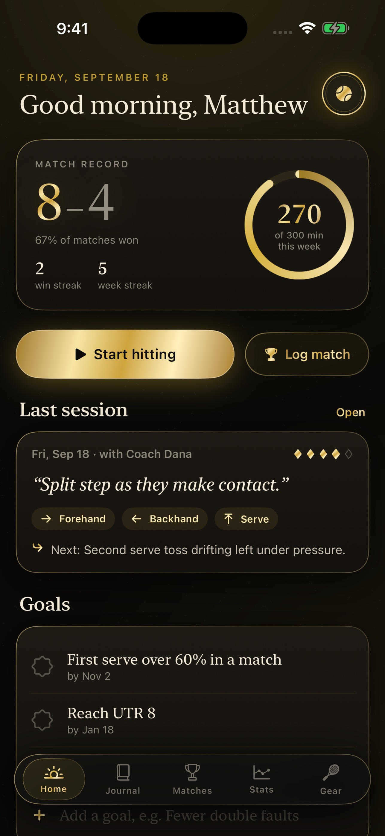 Screenshot 1 of Baseline Ledger: Tennis Log