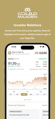 Maaden Investor Relations screenshot