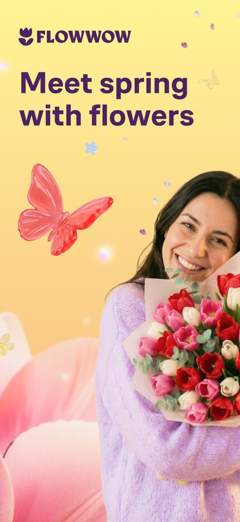 Flowwow: Flower Marketplace - The app presents a visually appealing interface highlighting fresh, seasonal flowers, allowing users to easily browse and select thoughtful presents.