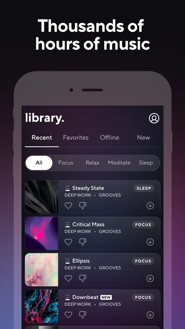 Brain.fm - zur Konzentration iPhone App Screenshot 5 – Produktivität