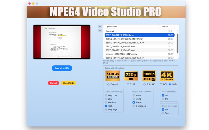 MPEG4 Studio Professional iPhone screenshot