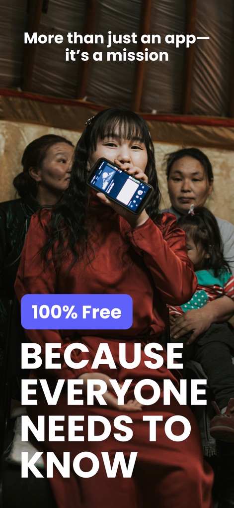 MessengerX App - Ce visuel souligne l'engagement de l'application à fournir un contenu 100 % gratuit et accessible, reflétant sa mission d'impact global.