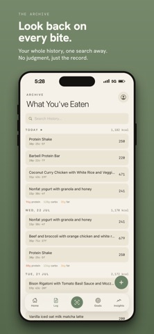 Lagom: Simplified Food Tracker iPhone screenshot