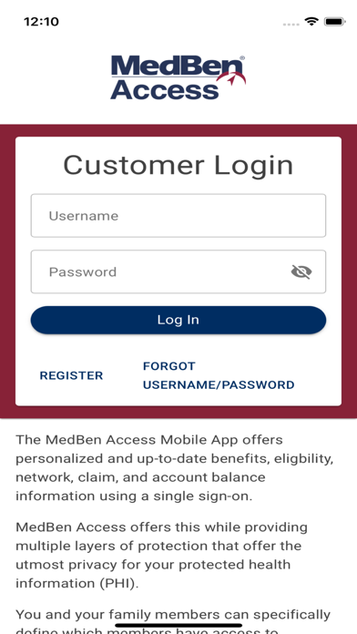 MedBen Mobile iPhone screenshot 1 - Medical app
