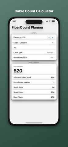 FiberCount Planner のスクリーンショット