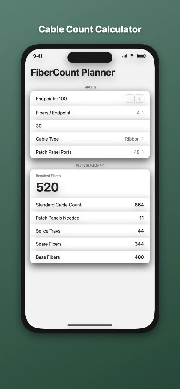 Screenshot #2 pour FiberCount Planner